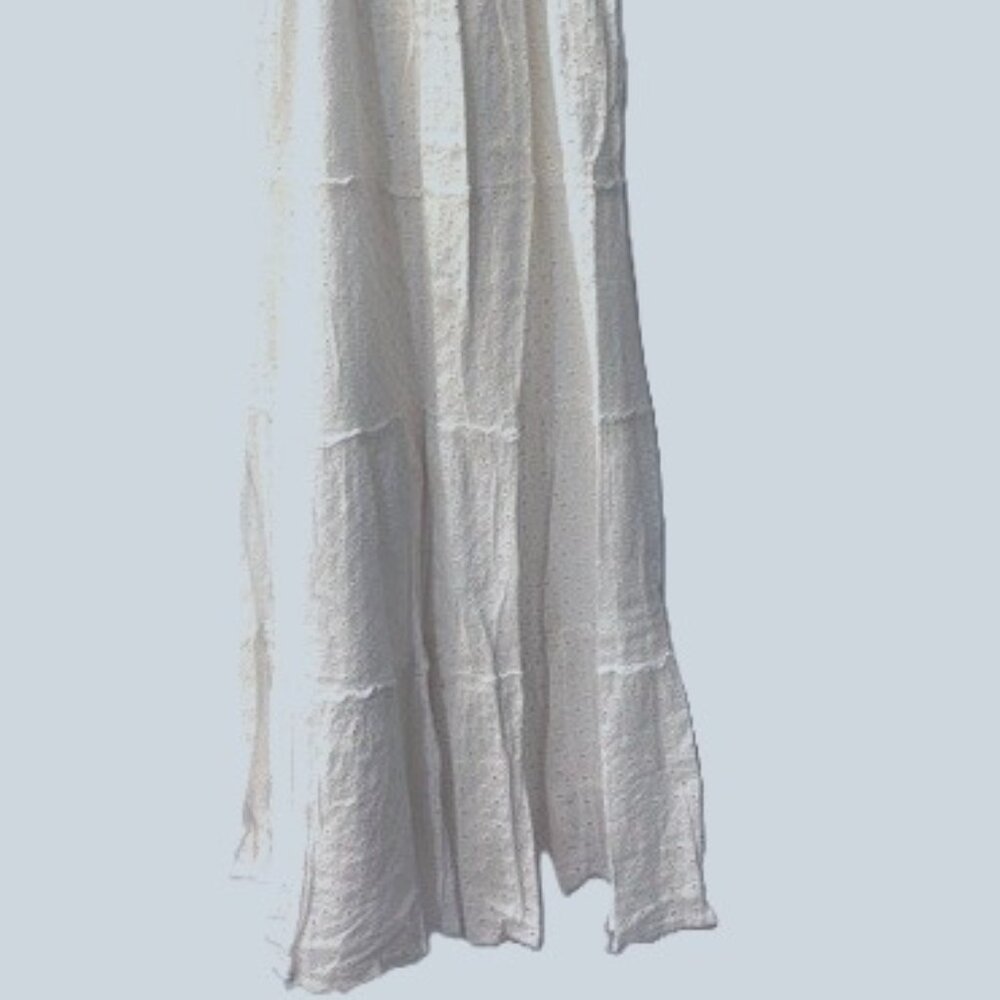 Michael Kors White Eyelet Smocked Back V-Neck Tiered Empire Maxi Dress LARGE NWT - Picture 3 of 5
